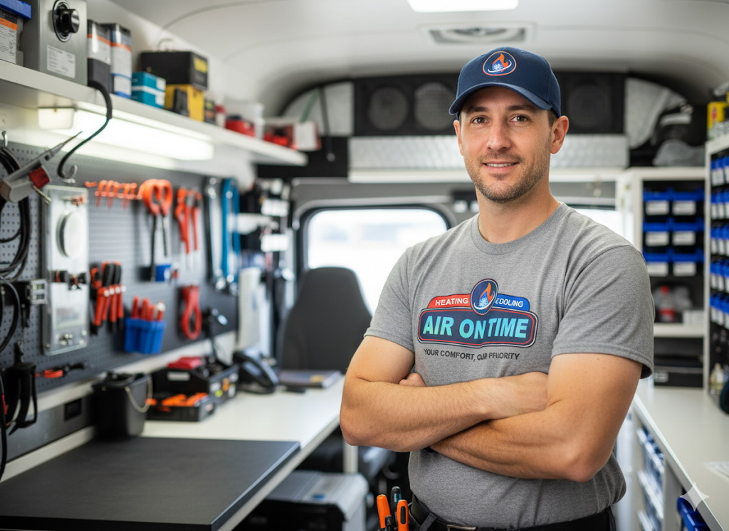 HVAC technician ready for service call